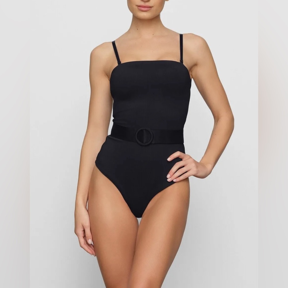 NWT SKIMS Sculpting Swim Strapless Belted One Piece - Onyx